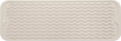 MicoYang Silicone Dish Drying Mat for Multiple Usage,Easy clean,Eco-friendly,Heat-resistant Silicone Mat for Kitchen Counter,Sink,Bar,Bottle,or Cup Tapioca M 17 inches x 6 inches by MicoYang
