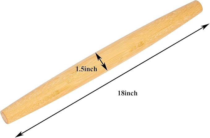 Classic French Rolling Pins Bamboo Wooden Rolling Pin for Baking Pizza Dough Pie Cookie, 18-Inch - Image 2