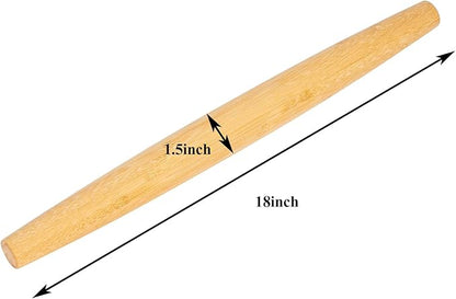 Classic French Rolling Pins Bamboo Wooden Rolling Pin for Baking Pizza Dough Pie Cookie, 18-Inch - Image 2