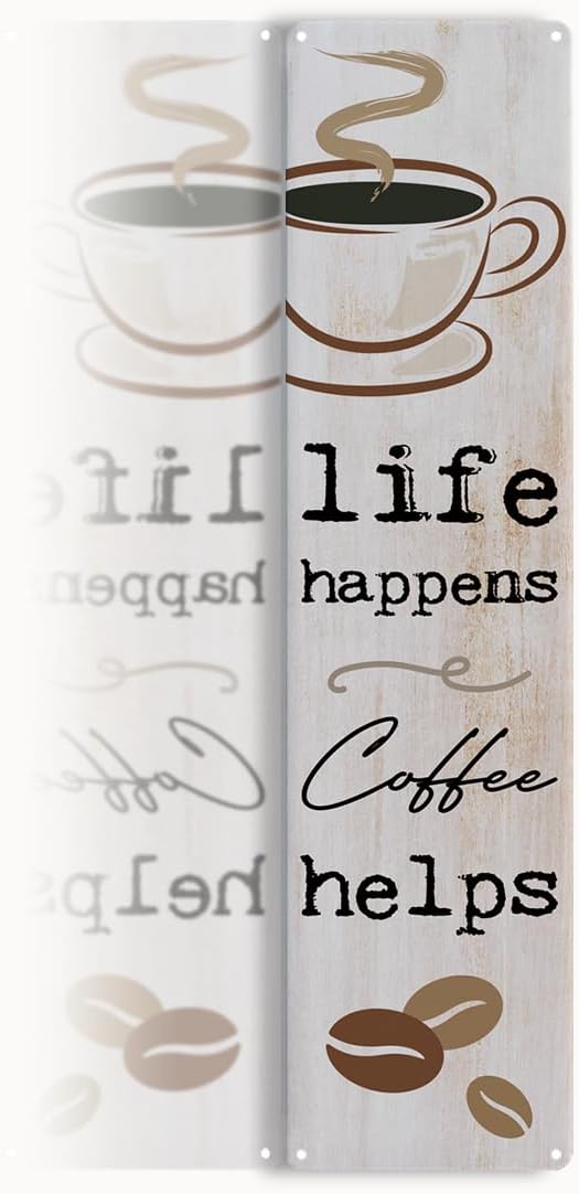 Vintage Coffee Signs, Life Happens Coffee Helps, Retro Metal Tin Sign, Inspirational Coffees Wall Art, Farmhouse Decorations for Cafe, Decorative Metal Wall Signs 15.8x4 Inches by Unknown