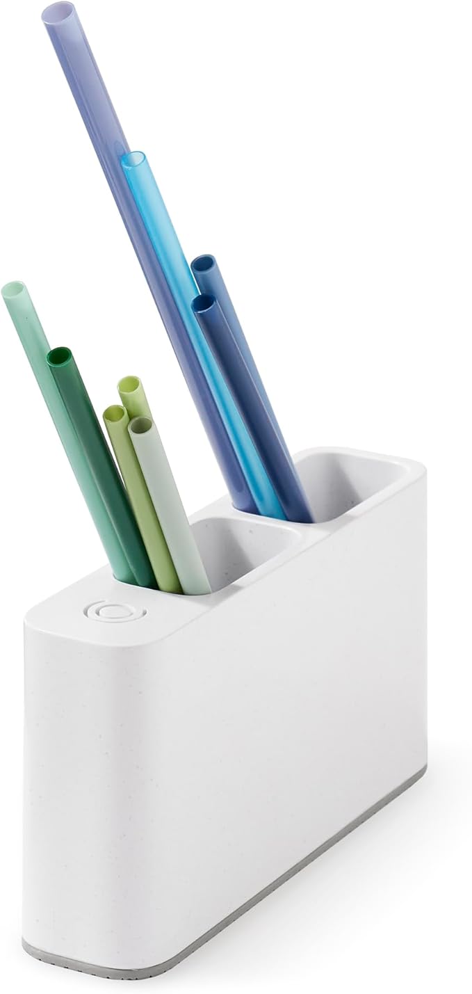 YouCopia SipStation Straw Holder, Reusable Straw Organizer for Kitchen Storage, Speckled White by YouCopia