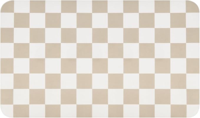 CooRug Checkered Dish Drying Mat for Kitchen Counter, Absorbent Non-Slip Coffee Mat, Heat Resistant Mat for Countertops Coffee Bar Decor 12" x 20" Khaki - Image 9