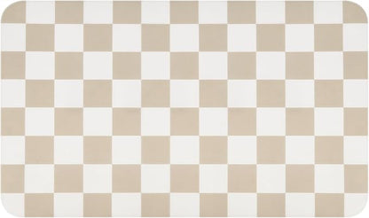 CooRug Checkered Dish Drying Mat for Kitchen Counter, Absorbent Non-Slip Coffee Mat, Heat Resistant Mat for Countertops Coffee Bar Decor 12" x 20" Khaki - Image 9