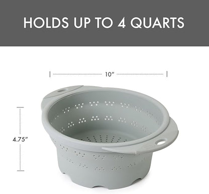 Dexas 10" Collapsible Silicone Colander in Sage, Kitchen Strainer with Handles, 15.1 Cup Capacity | BPA-Free, Heat-Resistant, Space-Saving Kitchen Tool - Image 3