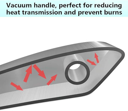 Skimmer Slotted Spoon, [Rustproof, Integral Forming, Durable] Newness 304 Stainless Steel Slotted Spoon with Vacuum Ergonomic Handle, Comfortable Grip Design Strainer Ladle for Kitchen, 14.96 Inches