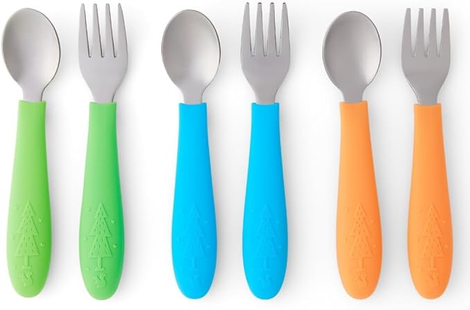 Elk and Friends Kids Silverware with Silicone Handle | Childrens Safe Flatware | Toddler Utensils | Baby Spoons + Forks | Stainless Steel Cutlery | Dishwasher Safe | 6 Pieces - Image 8