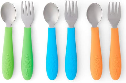 Elk and Friends Kids Silverware with Silicone Handle | Childrens Safe Flatware | Toddler Utensils | Baby Spoons + Forks | Stainless Steel Cutlery | Dishwasher Safe | 6 Pieces - Image 8