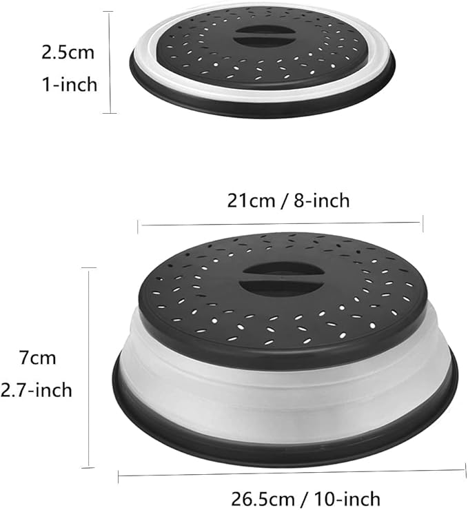 Microwave Splatter Cover Collapsible Microwave Cover for Food, Easy Grip Fruit Drainer BPA-Free Dishwasher Safe 10.5 inch,Grey - Image 7