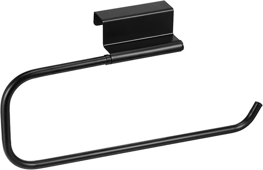 Cabinet Door Paper Towel Holder, 12.6 Inches Paper Towel Holder Papers Towels Rack Under Sink Papers Towels Storage and Dispenser for Kitchen Bathroom Laundry Room (Black)