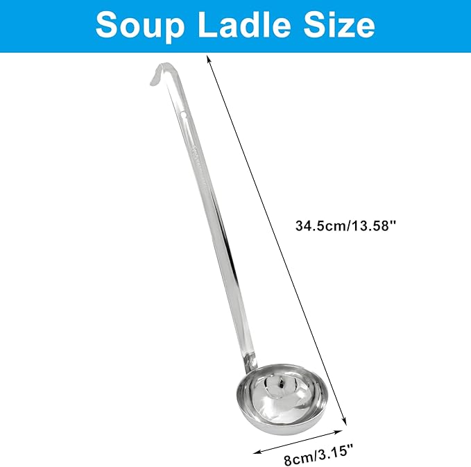 Piutouyar 3 Pcs 4 oz Soup Ladle Set, Stainless Steel Ladle with Long Hooked Handles Kitchen Cooking Serving Ladle Accessories for Cooking Soup Sauce Stews - Image 2