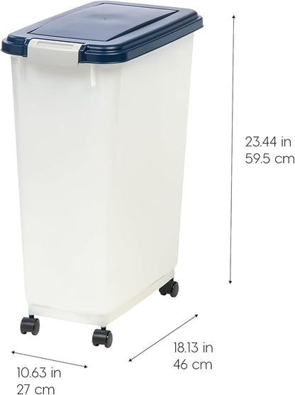 IRIS USA Airtight Dog Food Storage Container, Up to 38 lbs, Attachable Wheels, For Dog Cat Bird and Other Pet Food Storage Bin, Keep Fresh, Easy Mobility, BPA Free, Navy/Pearl, 6 Pack - Image 7