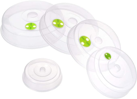 Set of 5 Microwave Plate Covers with Adjustable Steam Vents; Microwave Splatter Covers - Mixed Sizes for Large & Small Food Plates Bowls