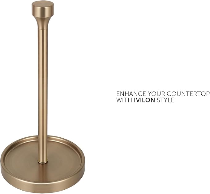 Ivilon Countertop Paper Towel Holder - Modern Bell End Minimalist Design - Color Warm Gold - Image 2