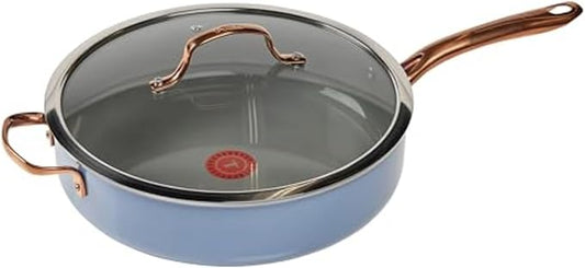 T-Fal Preserve Ceramic Nonstick Saute Pan with Lid 5.5 Qt, Oven and Broiler Safe up to 350°F Cookware, Frying Pan, Stay-Cool Handle, Skillet Pots and Pans, Blue by T-falbrand