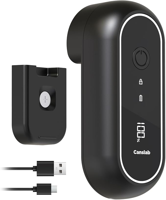 Canslab Turbo Rechargeable Can Opener - Professional Grade Blade, Auto-Stop, LED Battery Life Display, Wall-mountable, Side Cut Electric Can Opener for Smooth Edge, Hands-free Operation,USB-C Charging by Canslab
