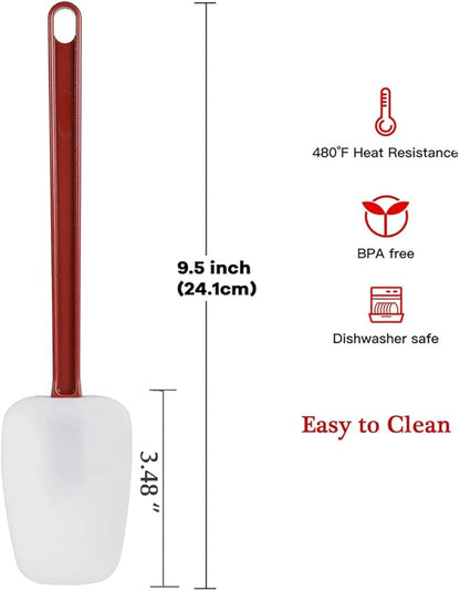 Commercial Spoonula Rubber Spatula Set, High Heat Spatula Spoon 9.5 Inches, Commercial Spatula for Cooking, Rubber Spatula Set Resistant to 500℉ (1 Scraper 9.5"+1 Spoonula 9.5")