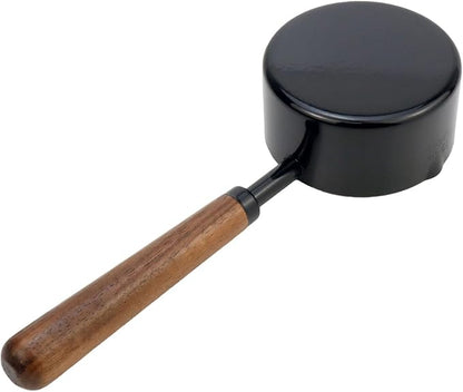 1pcs 1/2 Cup Measuring Cup with Wooden Handle Stainless Steel Measuring Scoop 125ml Measuring Spoon Black 1/2 Measuring Cups for Baking Cooking Wet and Dry Ingredients (125ml) - Image 2