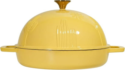 Flavehc Cast Iron Bread Oven With Cloche Lid for Baking - Yellow Enameled Dutch Oven With Dome Lid for Sourdough - 5 qt - Image 3