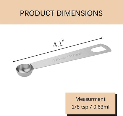 5PCS 1/8tsp (0.63ml) Single Measuring Spoon, Stainless Steel Individual Teaspoons Only - Image 2