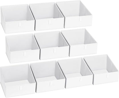 DIMJ Closet Storage Bins 10 Pack - Fabric Storage Baskets for Shelves, Collapsible Clothes Organizer, Trapezoid Shelf Organization Storage Cubes for Purse, Toys, Books, Towel, Clothes, White by DiMJ