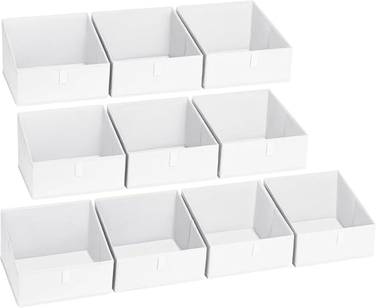 DIMJ Closet Storage Bins 10 Pack - Fabric Storage Baskets for Shelves, Collapsible Clothes Organizer, Trapezoid Shelf Organization Storage Cubes for Purse, Toys, Books, Towel, Clothes, White by DiMJ