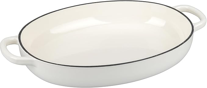 EDGING CASTING Enameled Oval Cast Iron Dutch Oven Pot with Lid, Bread Dutch Oven for Sourdough Bread Baking, Dutch Oven Bread, Bread Oven, 6QT, White