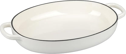 EDGING CASTING Enameled Oval Cast Iron Dutch Oven Pot with Lid, Bread Dutch Oven for Sourdough Bread Baking, Dutch Oven Bread, Bread Oven, 6QT, White