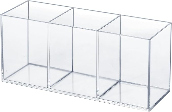 elysolpluv Clear Acrylic Silverware & Pen Organizer Caddy, Transparent Plastic Silverware Holder, Perfect for Office, Bedroom, and Bathroom Storage by elysolpluv