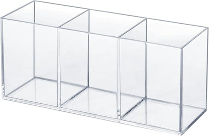 elysolpluv Clear Acrylic Silverware & Pen Organizer Caddy, Transparent Plastic Silverware Holder, Perfect for Office, Bedroom, and Bathroom Storage by elysolpluv