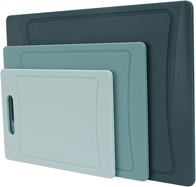 COOK WITH COLOR Non-Slip Cutting Board Set – Kitchen Essentials with Easy Grip Handle for Meat, Veggies, and Fruits, 3 Cutting Boards, Teal - Image 8