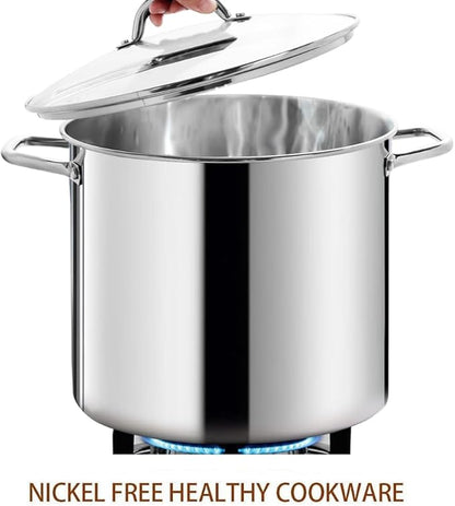 HOMICHEF LARGE STOCK POT 24 Quart With Lid - Nickel Free Stainless Steel Cookware Stockpot 24 Quart - Healthy Cookware Polished Stockpots - Heavy Duty Induction Pot Soup Pot With Lid - Image 3