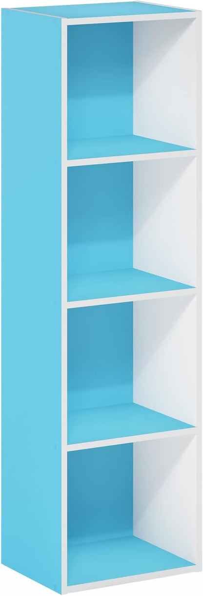 Furinno PASIR Book Shelf, 4-Tier Modern Bookshelf, Open Shelves Bookcase 9 x 12 x 42, Easy Assembly, for Living Room, Bedroom, Home Office, Light Blue/White - Image 7