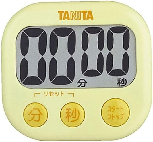 Tanita TD-384 YL Kitchen Study Learning Timer with Magnet, Large Screen, Loud Volume, 100 Minutes, Yellow