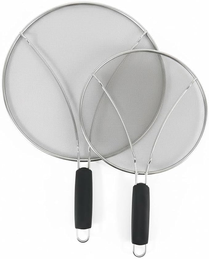 KitchenGuard Stainless Steel Splatter Guard Set of 2 for Frying Pan – 13 Inch & 10 Inch Heavy Duty Grease Splatter Screen, Oil Splash Guard & Splatter Shield for Cooking, Dishwasher Safe, Easy to Hang by Unknown