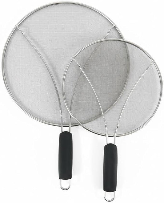 KitchenGuard Stainless Steel Splatter Guard Set of 2 for Frying Pan – 13 Inch & 10 Inch Heavy Duty Grease Splatter Screen, Oil Splash Guard & Splatter Shield for Cooking, Dishwasher Safe, Easy to Hang by Unknown