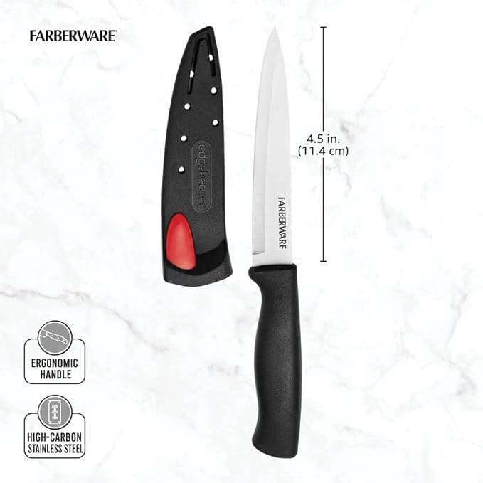 Farberware 5158146 EdgeKeeper Utility Knife, 4.5-Inch, Black - Image 4