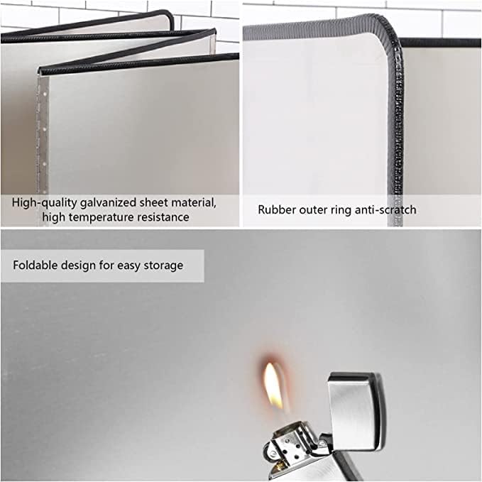 Splatter Guard for Frying Non-Stick 3 Sided Foldable Grease Splatter Screen Stainless Steel Backsplash Anti Splatter Shield Guard for Stove Screen Protector for Frying Stove Top Wall L ANGINORLD - Image 5