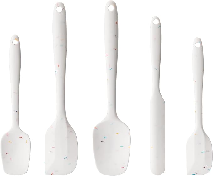 Silicone Spatula Set, 5 Piece Food Grade Rubber Spatulas for Baking, Cooking, and Mixing High Heat Resistant Non Stick Dishwasher Safe BPA-Free (Candy Color) by Hoewina