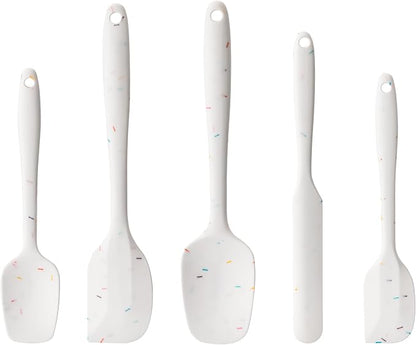 Silicone Spatula Set, 5 Piece Food Grade Rubber Spatulas for Baking, Cooking, and Mixing High Heat Resistant Non Stick Dishwasher Safe BPA-Free (Candy Color) by Hoewina