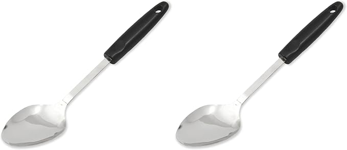 Chef Craft Select Basting Spoon, 12 inch, Stainless Steel/Black (Pack of 2) by ChefCraft