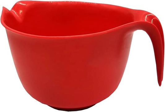 Glad Mixing Bowl with Handle – 3 Quart | Heavy Duty Plastic with Pour Spout and Non-Slip Base | Dishwasher Safe Kitchen Supplies for Cooking and Baking, Red (Pack of 6) by GladTrashFoodStorage