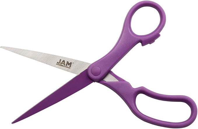JAM PAPER Multi-Purpose Precision Scissors - 8 Inch - Purple - Ergonomic Handle & Stainless Steel Blades - Sold Individually - Image 3