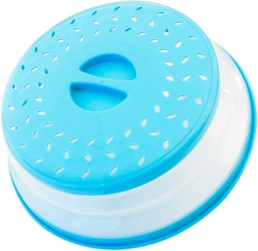 Collapsible Microwave Splatter Cover, Microwave Plate Cover With Steam Vent，BPA-Free Silicone & Plastic (blue, 12.3IN)