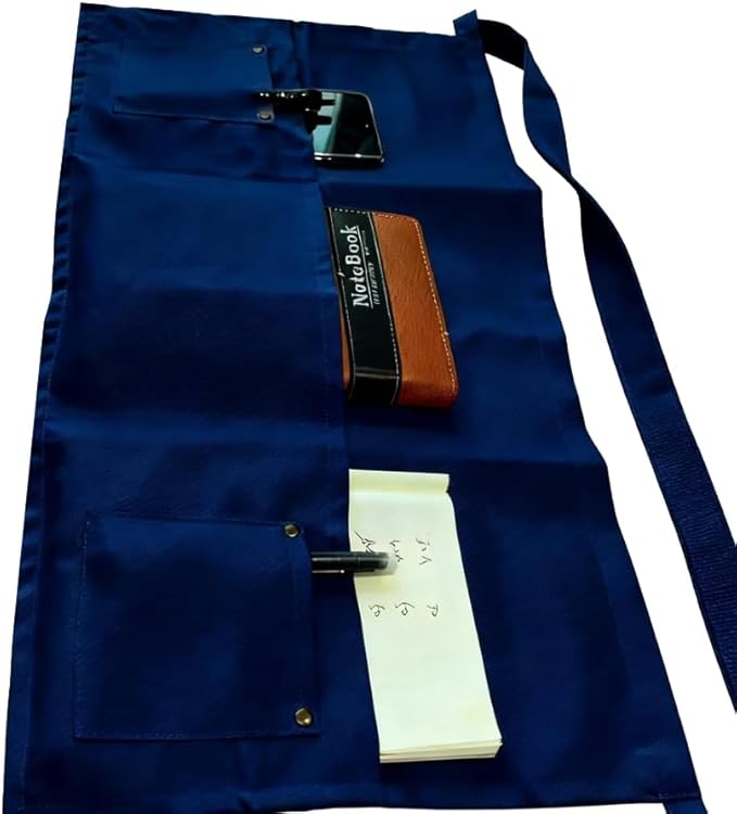 TiwerlfeServer Waist Aprons with 5 Pockets - 11.5 Inch Waterdrop & Oil Resistant Waitress Waiter Half Apron