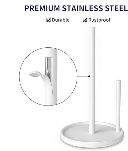 Jesginboo Paper Towel Holder Countertop, White Kitchen Paper Towels Holder, Paper Roll Holder with Weighted Base - Image 4