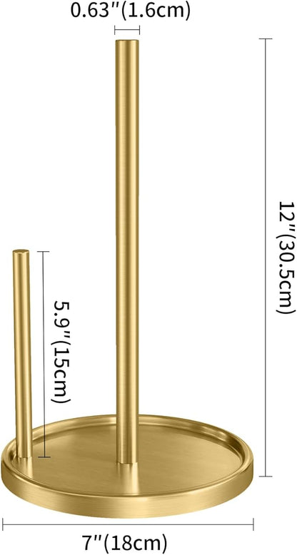 Jesginboo Paper Towel Holder Countertop, Gold Kitchen Paper Towels Holder, Paper Roll Holder with Weighted Base - Image 6