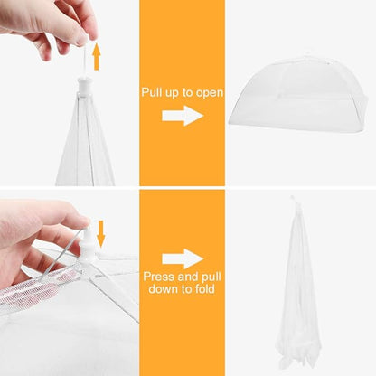 SPANLA Mesh Food Covers, 8 Pack Large and Tall Food Covers for Outside, 17"x17" Pop-Up Mesh Food Covers Tent Umbrella for Outdoors, Screen Tents, Parties Picnics, BBQs, Reusable and Collapsible - Image 3