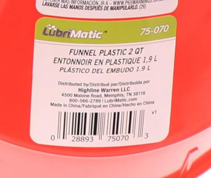LubriMatic 75-070 Polyethylene Plastic Funnel w/ Screen - 2 Quart - Image 6
