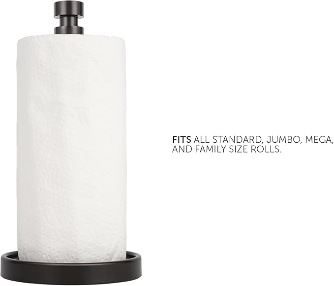 Ivilon Paper Towel Roll Stand - Steady and Easy Tear - Fits All Paper Towel Rolls - Oil Rubbed Bronze - Image 3
