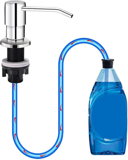 Soap Dispenser for Kitchen Sink, in Sink Soap Dispenser Pump, 47" Silicone Extension Tube Connect to The Soap Bottle Directly, Say Goodbye to Frequent Refills (Chrome) by izolor